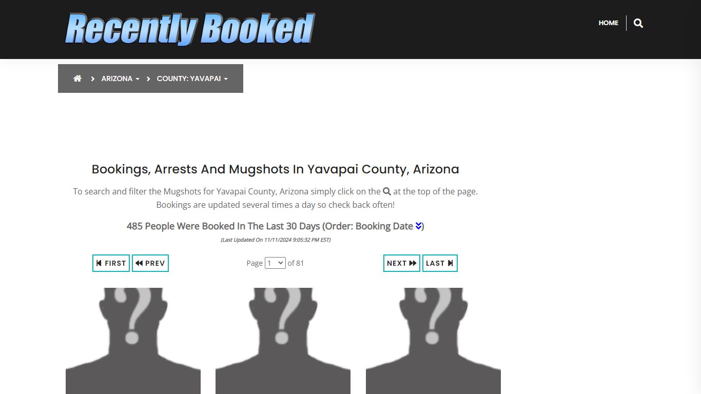 Bookings, Arrests and Mugshots in Yavapai County, Arizona - Recently Booked