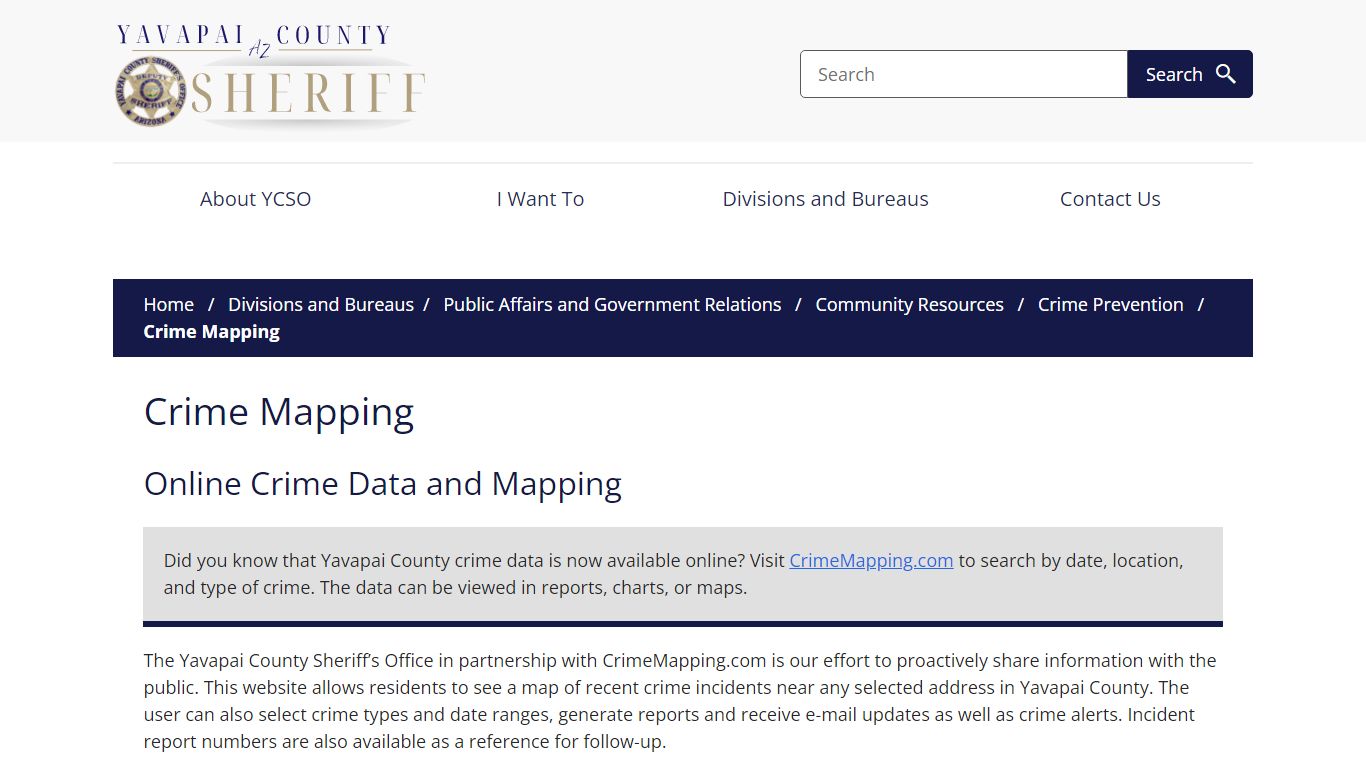 Crime Mapping YCSOAZ.gov - Yavapai County Sheriff's Office