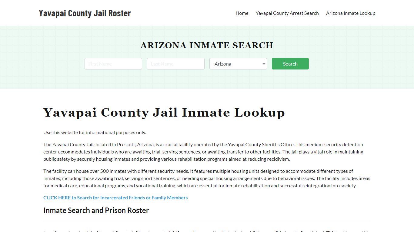 Yavapai County Jail Roster Lookup, AZ, Inmate Search